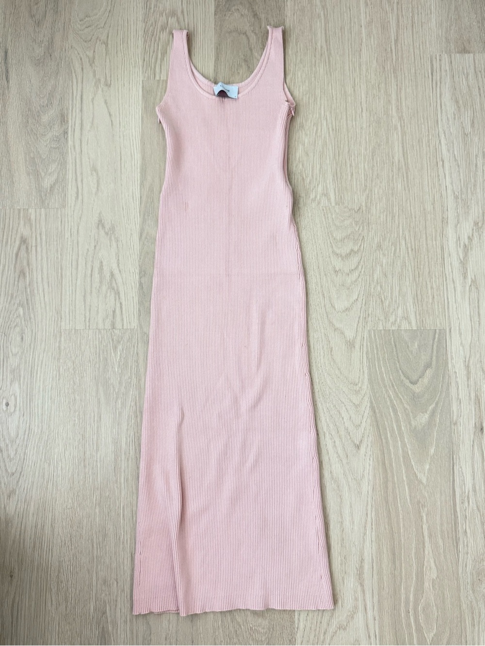 Sleeveless Ribbed Maxi Dress in Light Pink